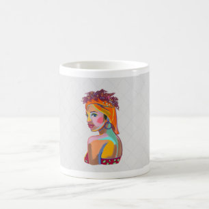 Caneca De Café Arte Abstrata de Design de Menina Bonita Colorida