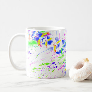 Caneca De Café Arte Abstrata de Kaleidoscópio Neon Psicodélico