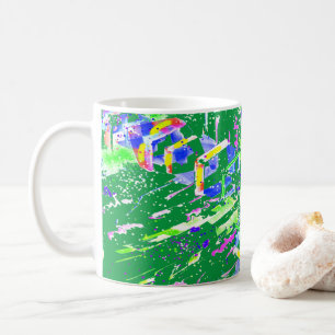 Caneca De Café Arte Abstrata de Kaleidoscópio Neon Psicodélico