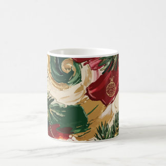 Caneca De Café Arte Abstrata de Ornamento de Natal de Folhas Pers