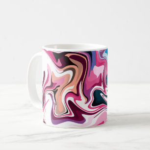 Caneca De Café Arte Abstrata de Redemoinho Fluido em Rosa, Branco