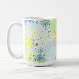 Caneca De Café Arte Abstrata em Aquarela com Salpicos Pastéis
