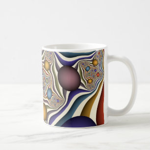 Caneca De Café Arte abstrata fractal colorida voando alto