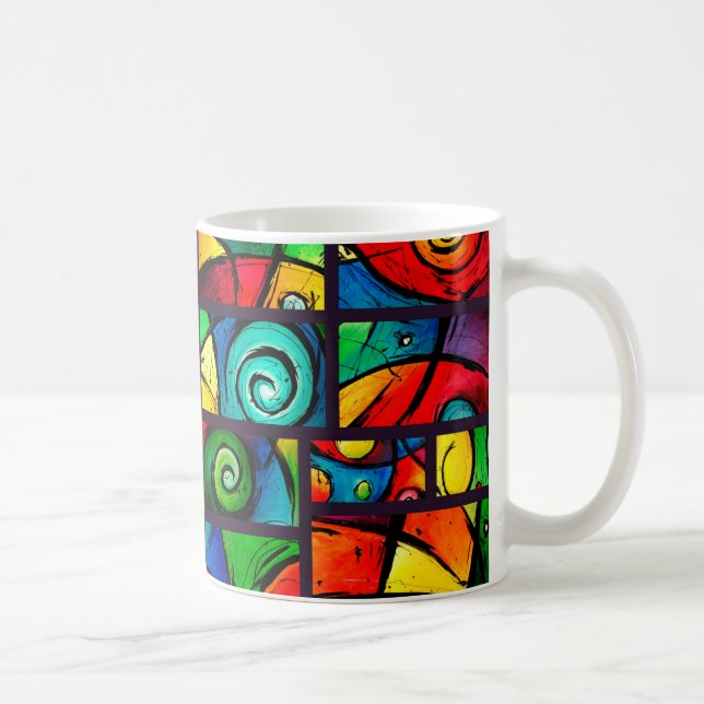 Caneca De Café Arte abstrata Funky de Swirly (Direita)