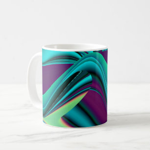 Caneca De Café Arte Abstrata Futurista 3D Metálica Arco-Íris