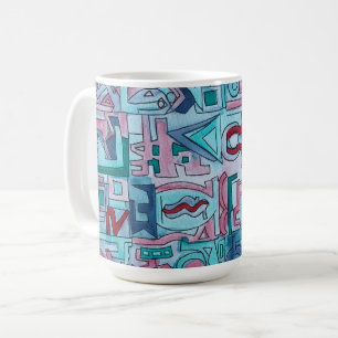 Caneca De Café Arte Abstrata Geométrica em Aquarela da Rua Urbana