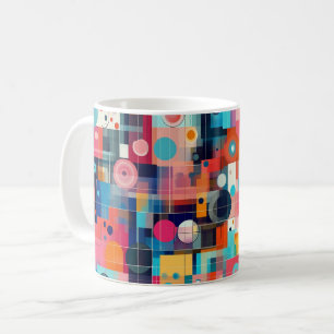 Caneca De Café Arte abstrata geométrica. floral vintage
