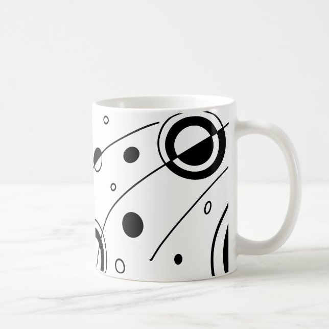 Caneca De Café Arte abstrata geométrica preto e branco (Direita)