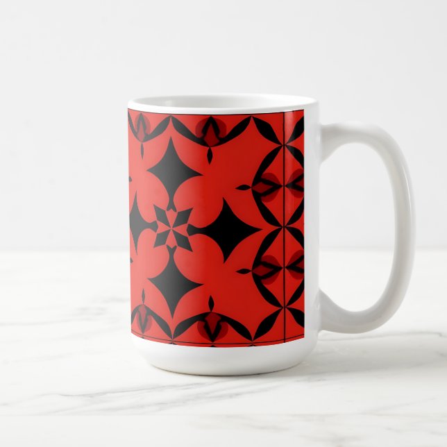 Caneca De Café Arte Abstrata Geométrica Vermelha e Preta (Direita)