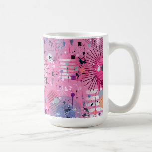 Caneca De Café Arte abstrata maximalista rosa