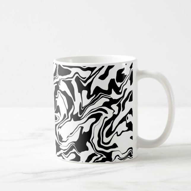 Caneca De Café Arte Abstrata Moderna em Preto e Branco (Direita)