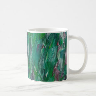 Caneca De Café Arte Abstrato Colorido Verde Vermelho Branco Escon