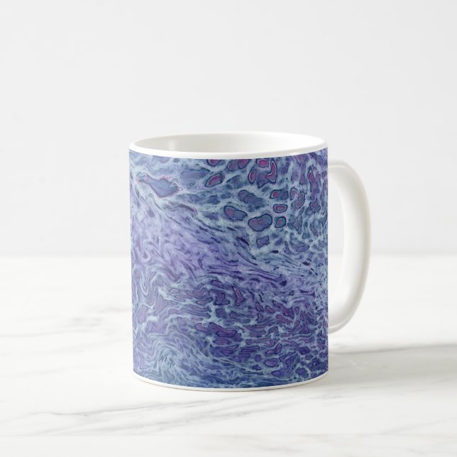 Caneca De Café Arte Abstrato de Azul e Violeta (Frente Esquerda)