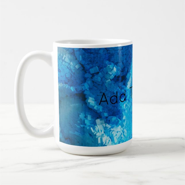 Caneca De Café Arte Abstrato de Mistura Azul e Branca (Esquerda)