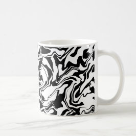 Caneca De Café Arte Abstrato de preto e branco moderno