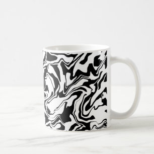Caneca De Café Arte Abstrato de preto e branco moderno