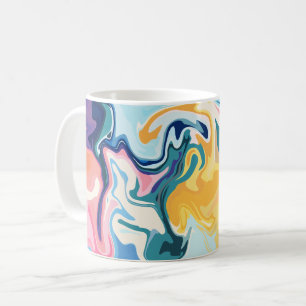 Caneca De Café Arte abstrato Fluida com Cores Vibrantes