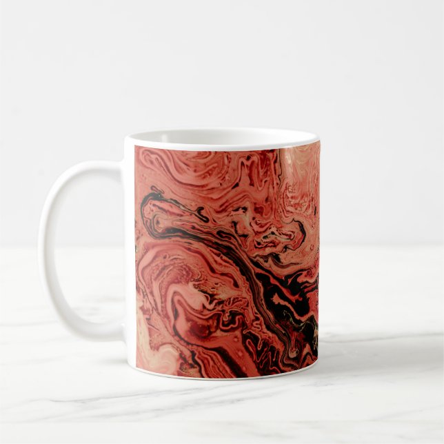 Caneca De Café Arte abstrato vermelha e marrom (Esquerda)
