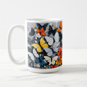 Caneca De Café Arte acrílica colorida borboleta dançante