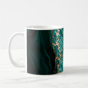 Caneca De Café Arte Acrílica Líquida Escura Verde na abstrato oc