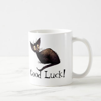 Caneca De Café Arte afortunada engraçada do gato preto de boa