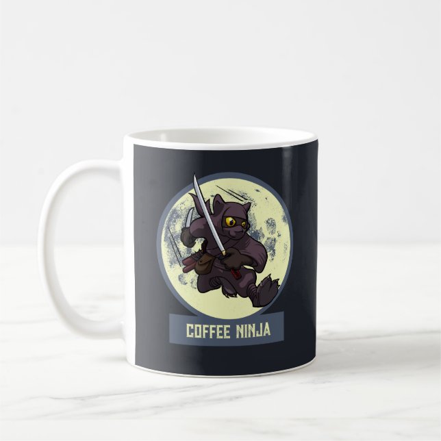 Caneca De Café Arte Animal Alternativa Ninja Gato Preto Excêntric (Esquerda)
