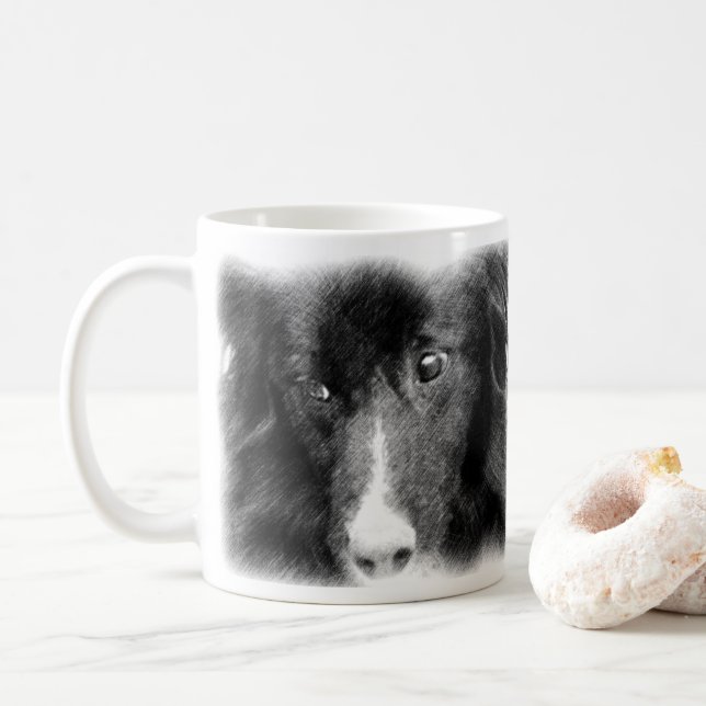 Caneca De Café Arte Animal Collie de Borda Negra (Com Donut)
