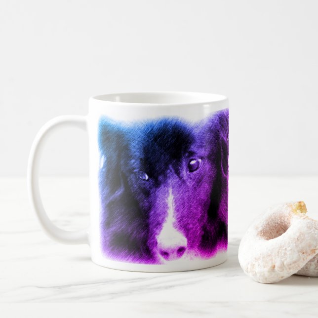 Caneca De Café Arte Animal Collie de Borda Negra (Com Donut)