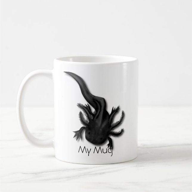Caneca De Café Arte Axolotl Preta Personalizada (Esquerda)