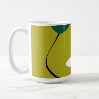 Caneca De Café Arte Botânica Abstrata Flor de Margarida Minimalis