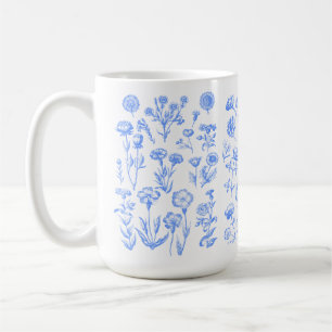 Caneca De Café Arte Botânica Antiga de Flores