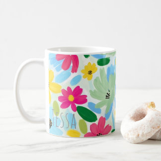 Caneca De Café Arte Botânica Colorida Vibrante e Pinturesca