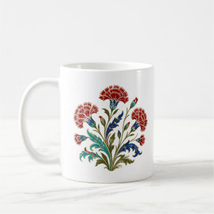 Caneca De Café Arte Botânica de Cravo Otomano Floral Turca