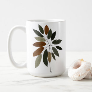 Caneca De Café Arte Botânica de Folhas de Outono