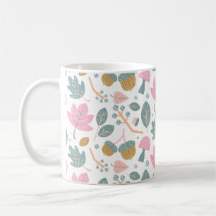 Caneca De Café Arte Botânica de Impressão Floral Elegante