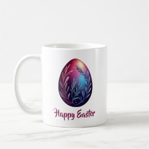 Caneca De Café Arte Botânica de Ovo de Páscoa Elegante