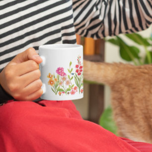 Caneca De Café Arte Botânica em Aquarela Pintada à Mão