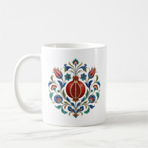 Caneca De Café Arte Botânica Floral de Romã Otomana  