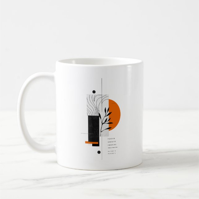Caneca De Café Arte Botânica Geométrica Abstrata Moderna para Par (Esquerda)