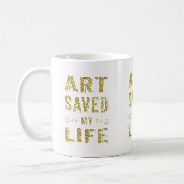 Caneca De Café Arte Branca Dourada Salvou Minha Vida (Esquerda)