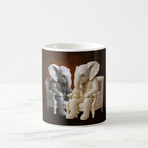 Caneca De Café Arte Caprichosa de Duo de Elefantes Elegantes