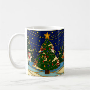 Caneca De Café Arte Cloisonne Floresta Caprichosa Natal Clássico