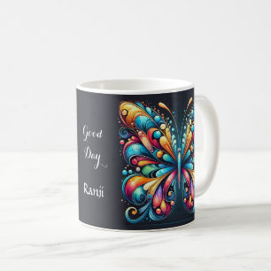 Caneca De Café Arte Colorida da Borboleta Inspirado na Natureza