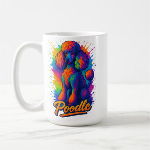 Caneca De Café Arte Colorida de Poodle em Pop Art – Vibrante