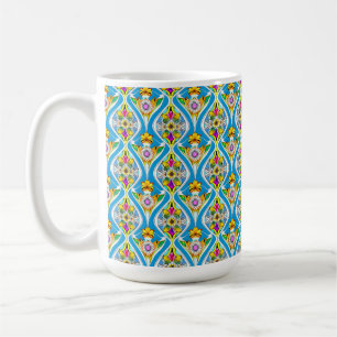 Caneca De Café Arte Colorida Nouveau Floral Watercolor Pattern Mu