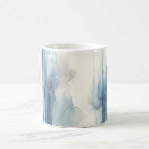 Caneca De Café Arte com faixas de água - Sombreado Azul Fluido