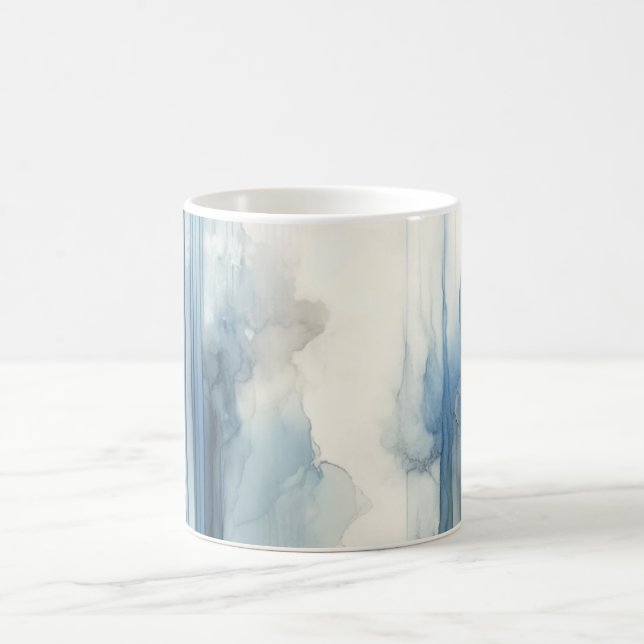 Caneca De Café Arte com faixas de água - Sombreado Azul Fluido (Centro)