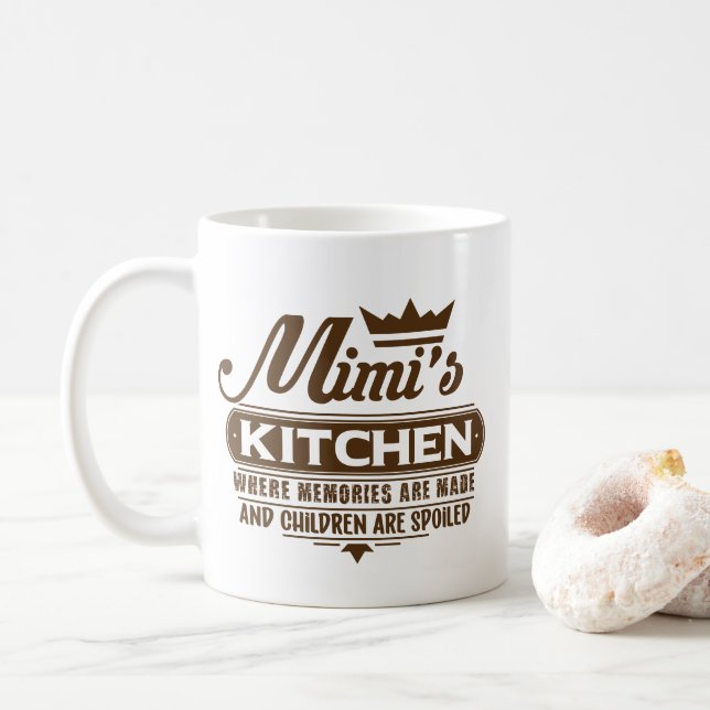 Caneca De Café Arte com palavras da cozinha da Mimi fofa (Com Donut)