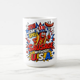 Caneca De Café Arte Cômica Patriótica de Churrasco de Salsicha Di