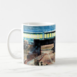 Caneca De Café Arte corajosa, Comboio passando pela ponte à noit
